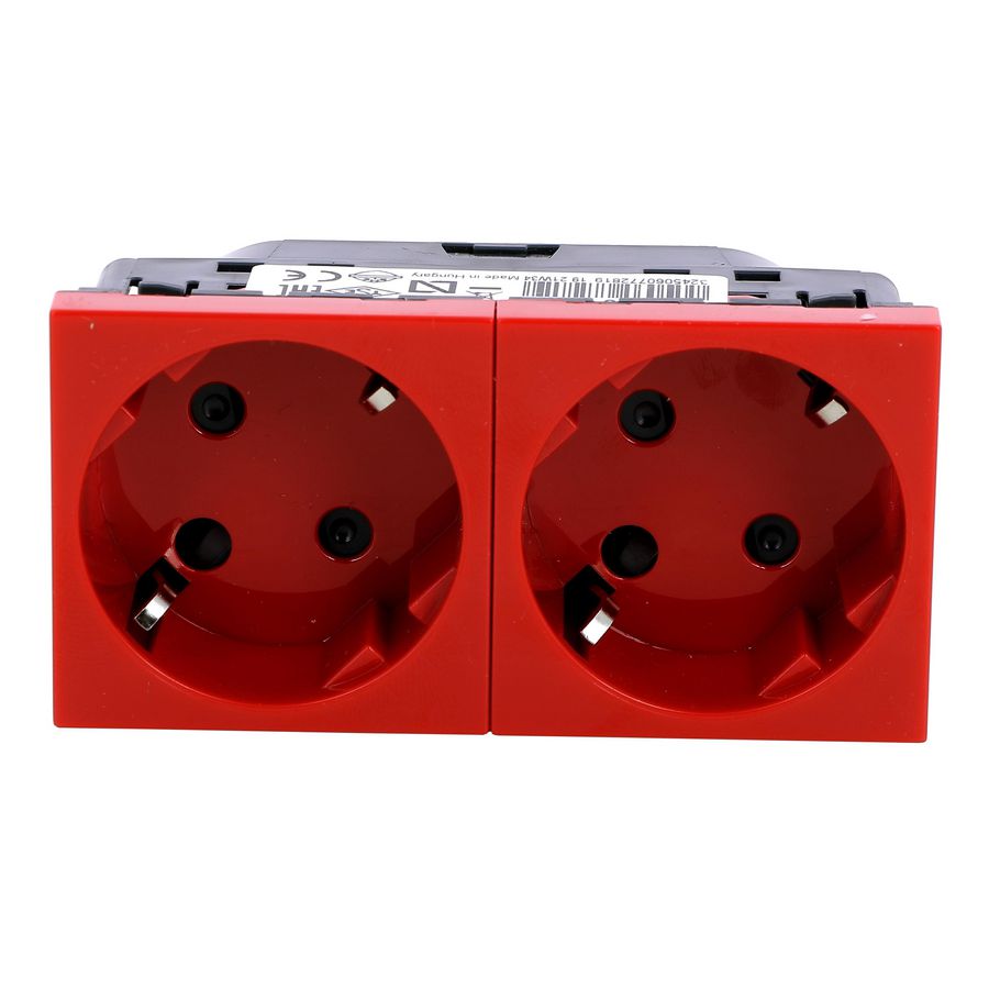 Wandcontactdoos + posp. 2v kv 4 modulen rood Mosaic