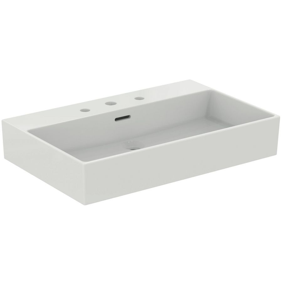 EXTRA wastafel 70cm 3 kraangaten overl. gesl. wit ideal p