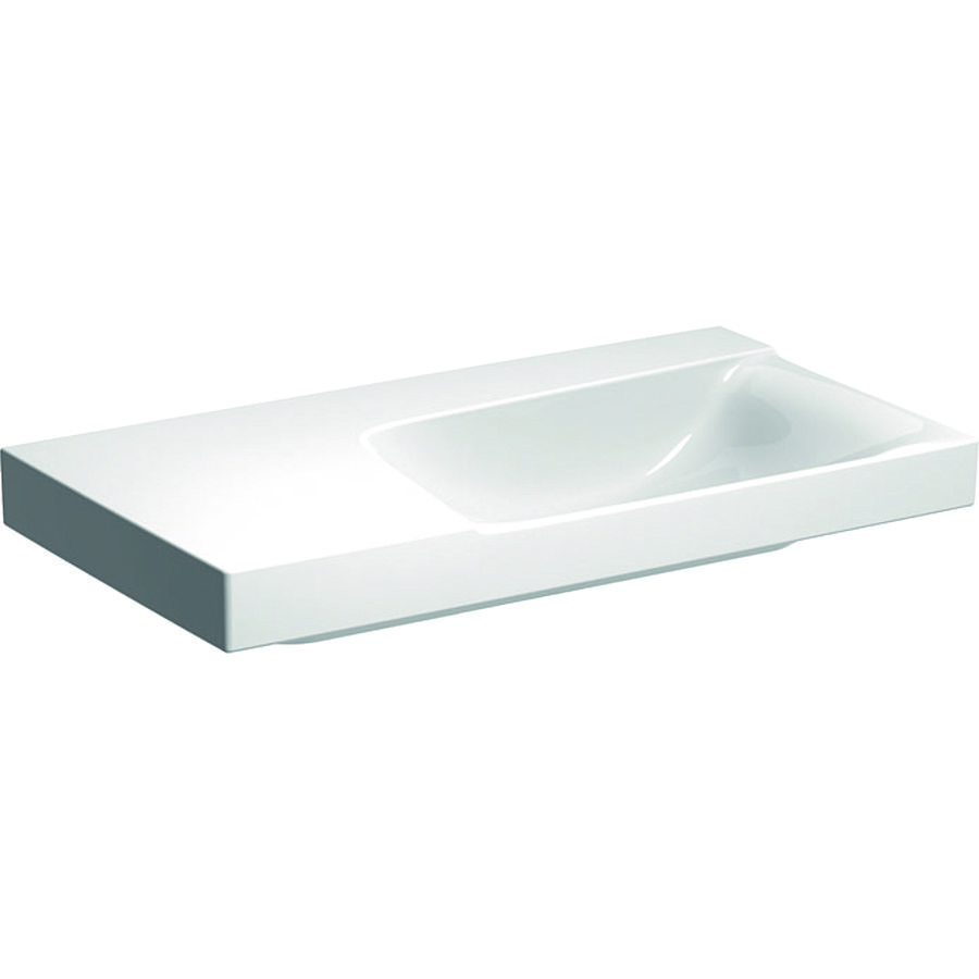 Xeno2 wastafel 90x48cm zonder kraangat zonder overloop aflegvlak links wit Keratect