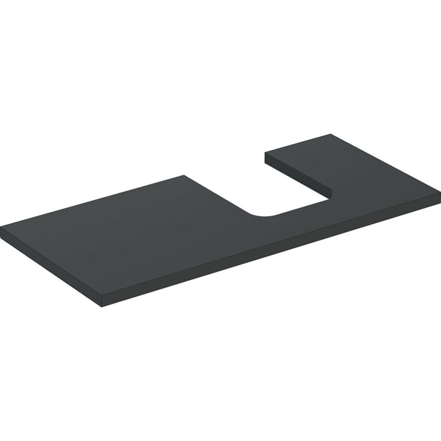 Wastafelblad voor opzetwastafel 105cm lava mat uitsparing afgerond rechts ONE