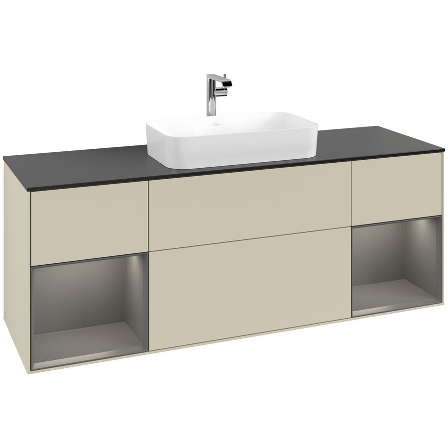 Wastafelonderkast Finion 1600x603x501mm S.Grey Matt Lacquer G332GKHJ
