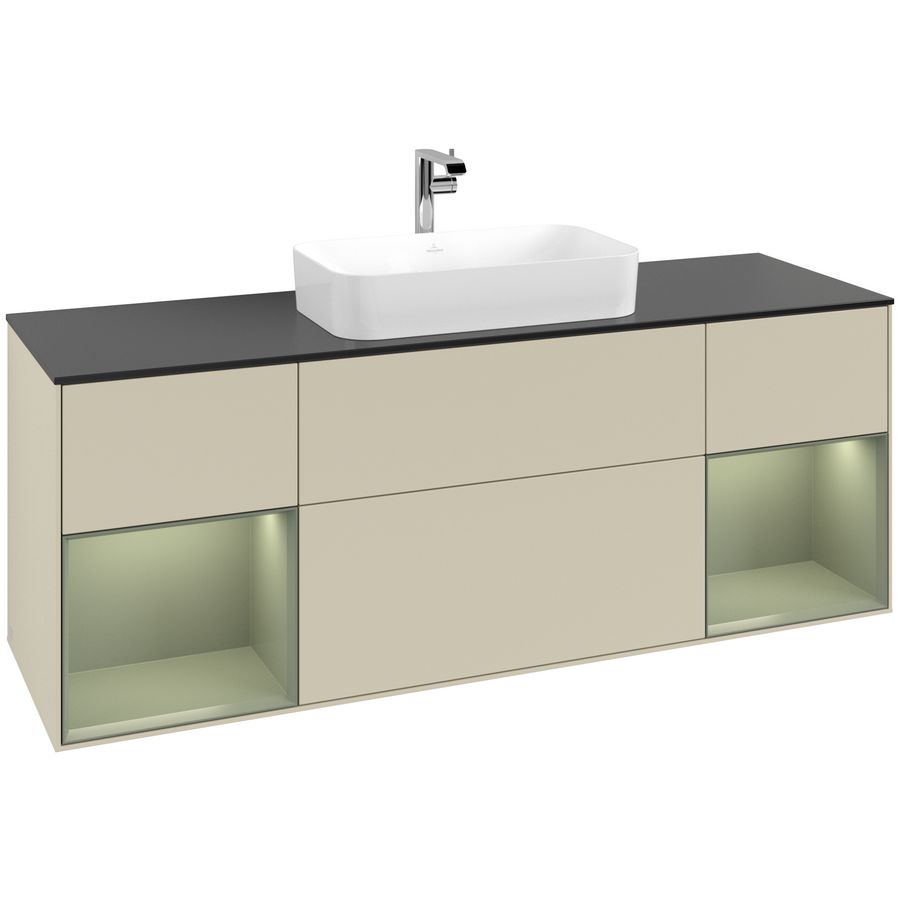 Wastafelonderkast Finion 1600x603x501mm S.Grey Matt Lacquer G332GMHJ