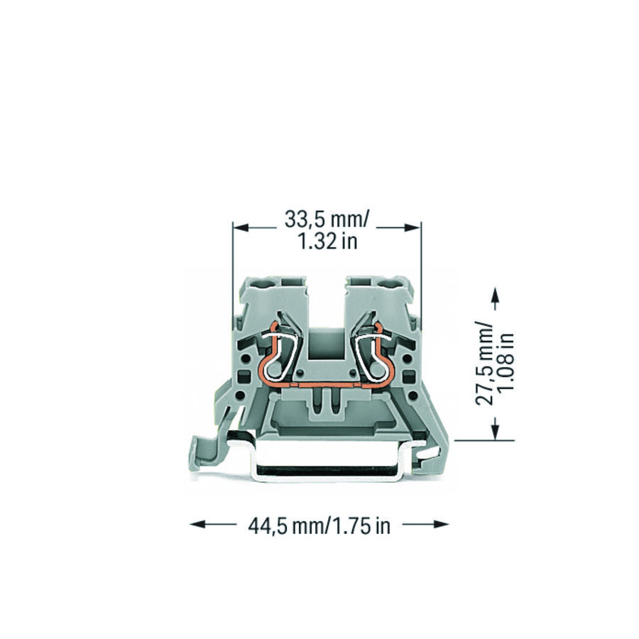 2-draads rijgklem 2,5mm² Markering aan zijkant/in he VVE=100