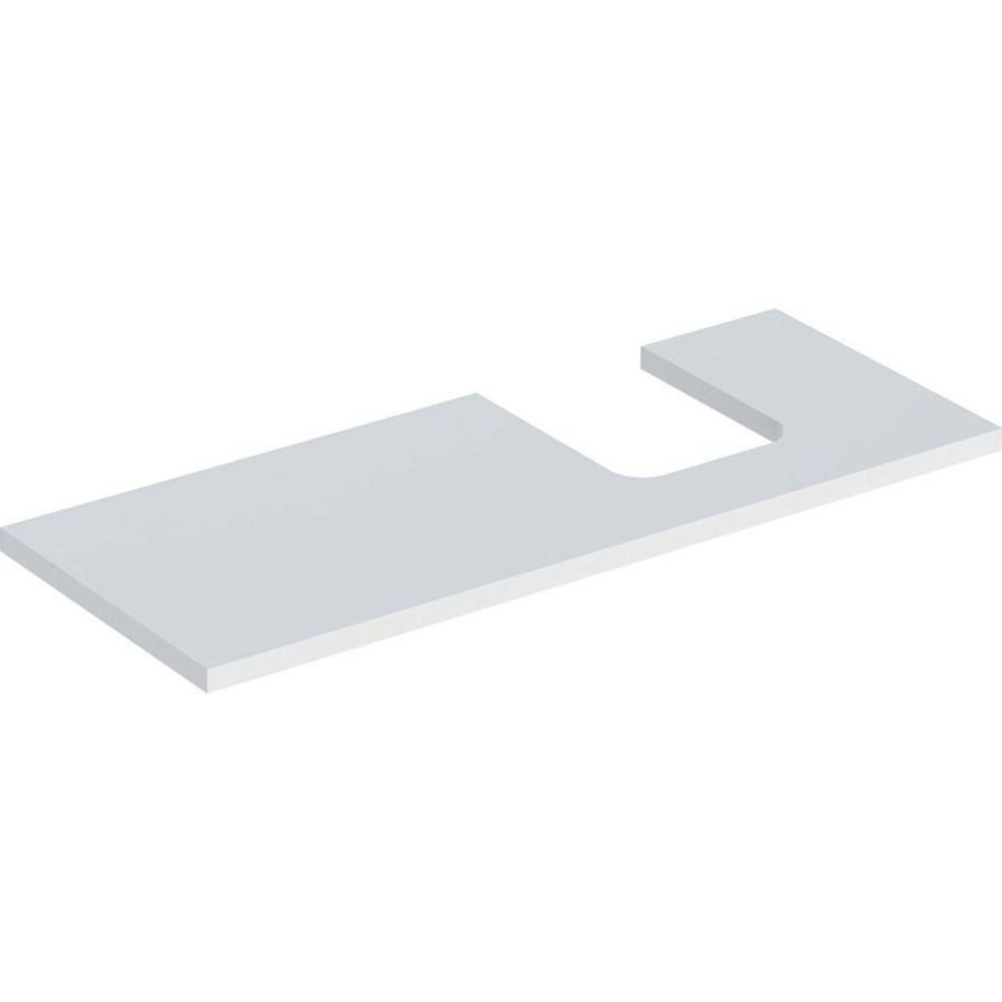 Wastafelblad voor opzetwastafel 120cm mat wit uitsparing afgerond rechts ONE