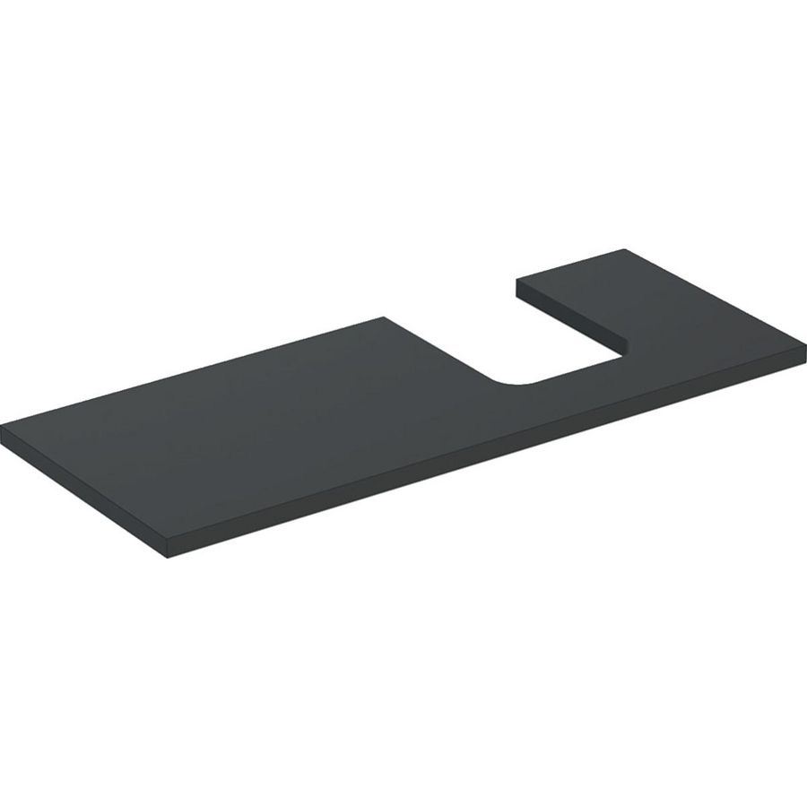Wastafelblad voor opzetwastafel 120cm lava mat uitsparing afgerond rechts ONE
