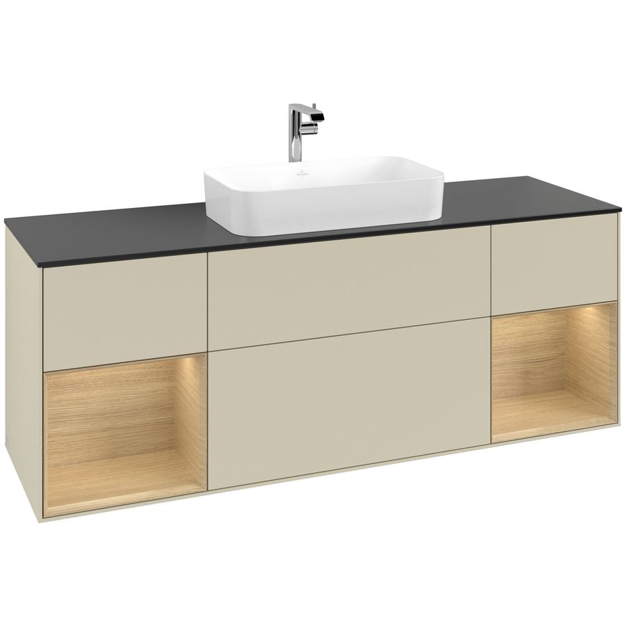 Wastafelonderkast Finion 1600x603x501mm S.Grey Matt Lacquer G332PCHJ