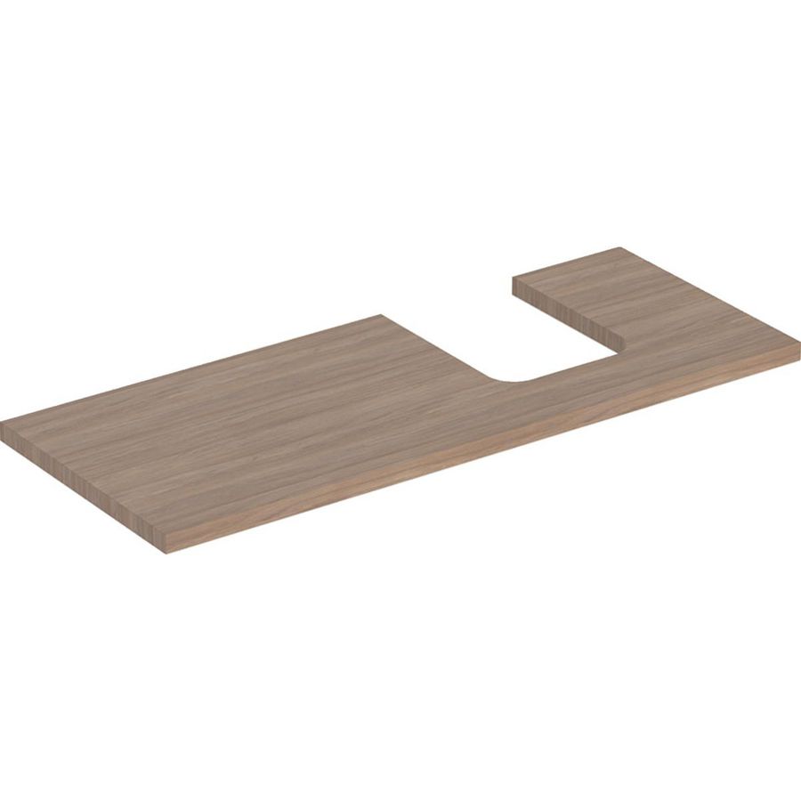 Wastafelblad voor opzetwastafel 120cm eiken uitsparing afgerond rechts ONE