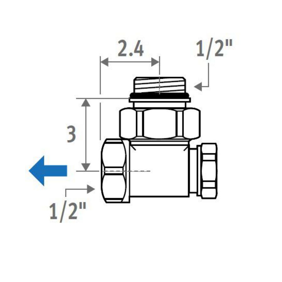 Retourventiel 1/2" 90gr.