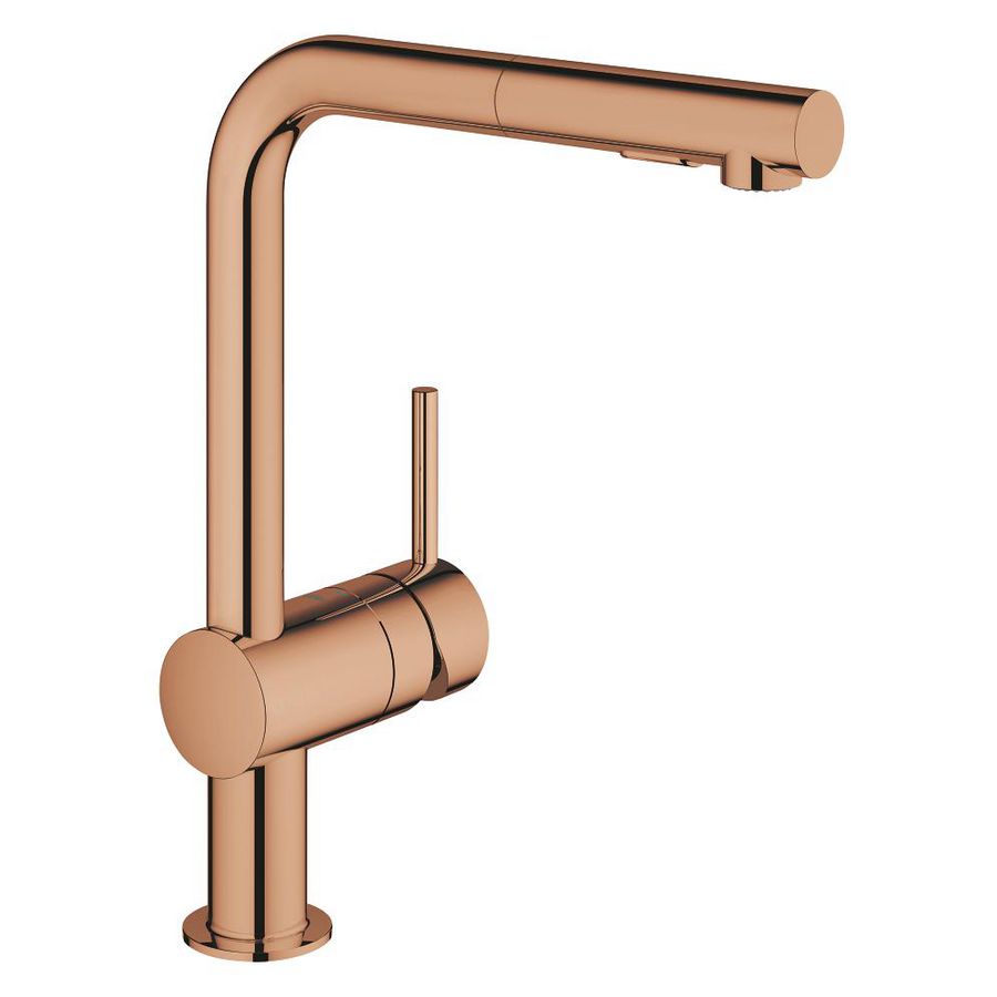 Minta keukenmengkraan L-uitloop warm sunset (bronskleurig) dual straal