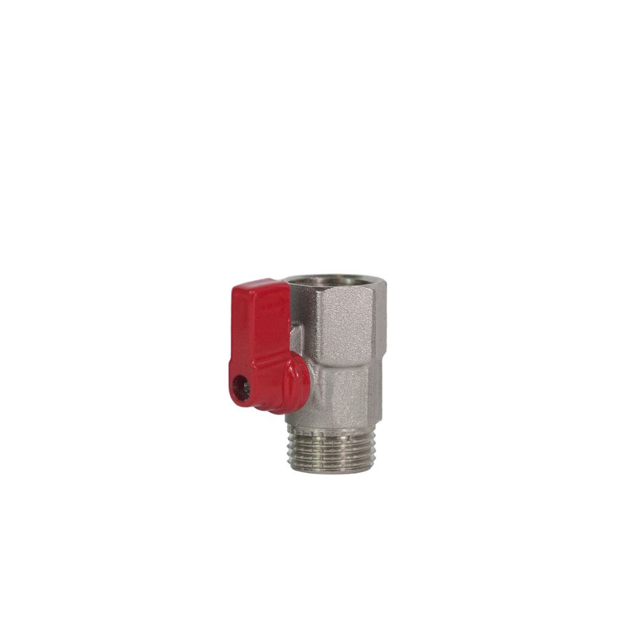 Mini kogelafsluiter vern. 1/2" bn.x 1/2" bt. Rood