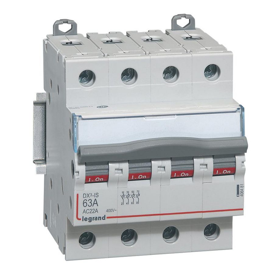 Lastschakelaar DX3 4-polig 63A 4 modulen