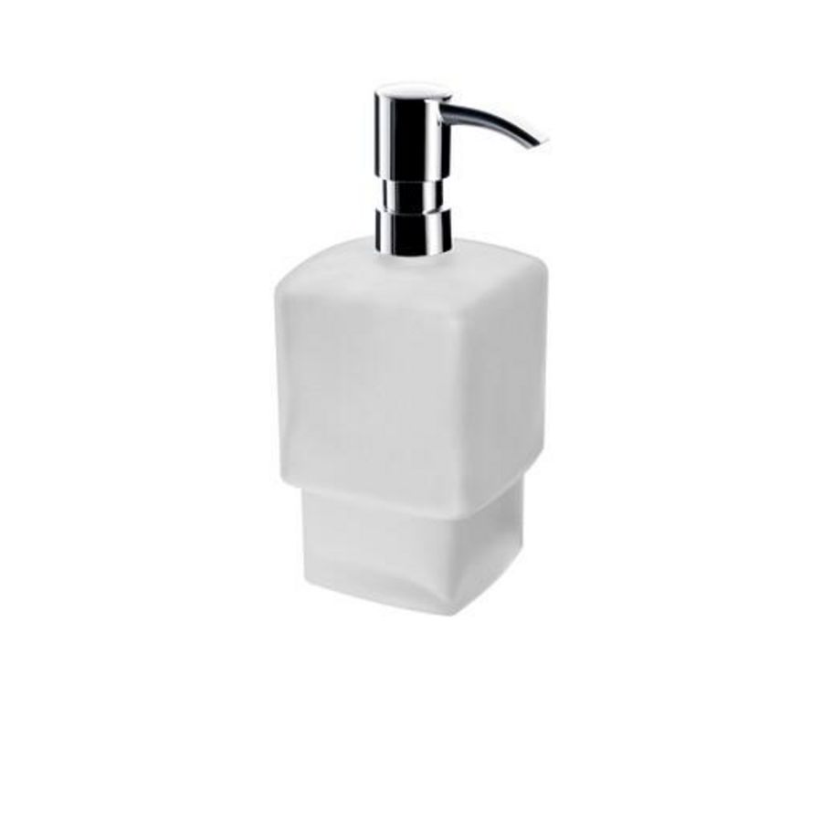 Loft zeepdispenser voor reling flacon gesat. glas chroom