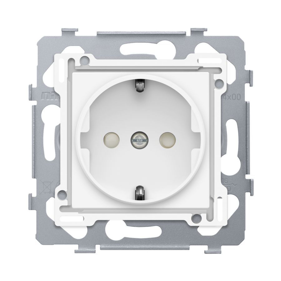 Stopcontact 71x71mm insteek sokkel/afw.set b.white