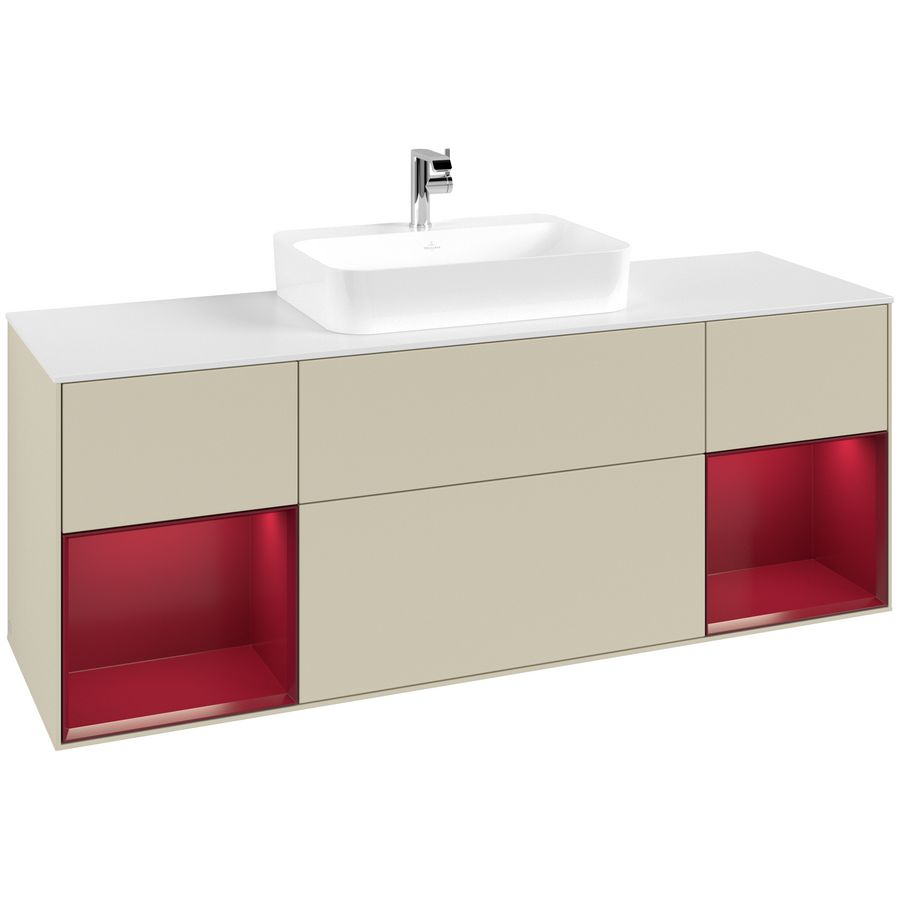 Wastafelonderkast Finion 1600x603x501mm S.Grey Matt Lacquer G451HBHJ