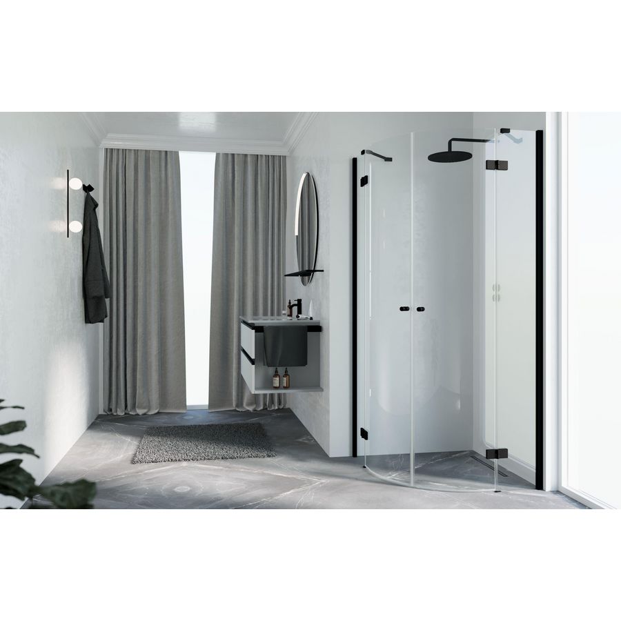 Douchewand kwartrond NH-R 100 h=2000mm helder glas profielkleur chroom