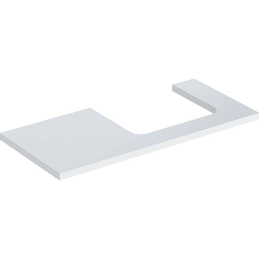 Wastafelblad voor opzetwastafel 105cm wit hoogglans uitsparing rechthoekig rechts ONE