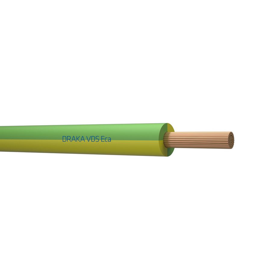 Doos a 100m. installatiedraad H07V2-K 90° hittebestendig VDS Eca ye/gn# 4mm² (Groen/geel)