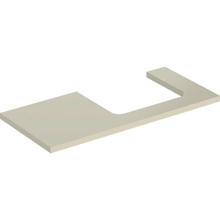 Wastafelblad voor opzetwastafel 105cm zandgrijs hoogglans uitsparing rechthoekig rechts ONE