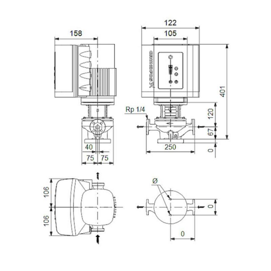 Inlinepomp TPE 40-80/2-A-F-A-BQQE 1X230 50HZ