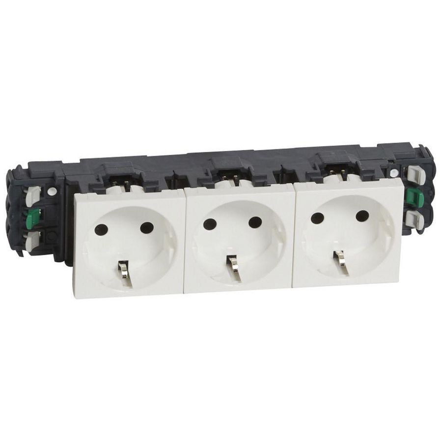 Wandcontactdoos 3voudig kv zijsteek 6 modulen wit Mosaic