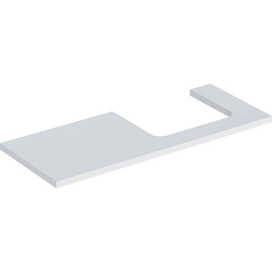 Wastafelblad voor opzetwastafel 120cm mat wit uitsparing rechthoekig rechts ONE