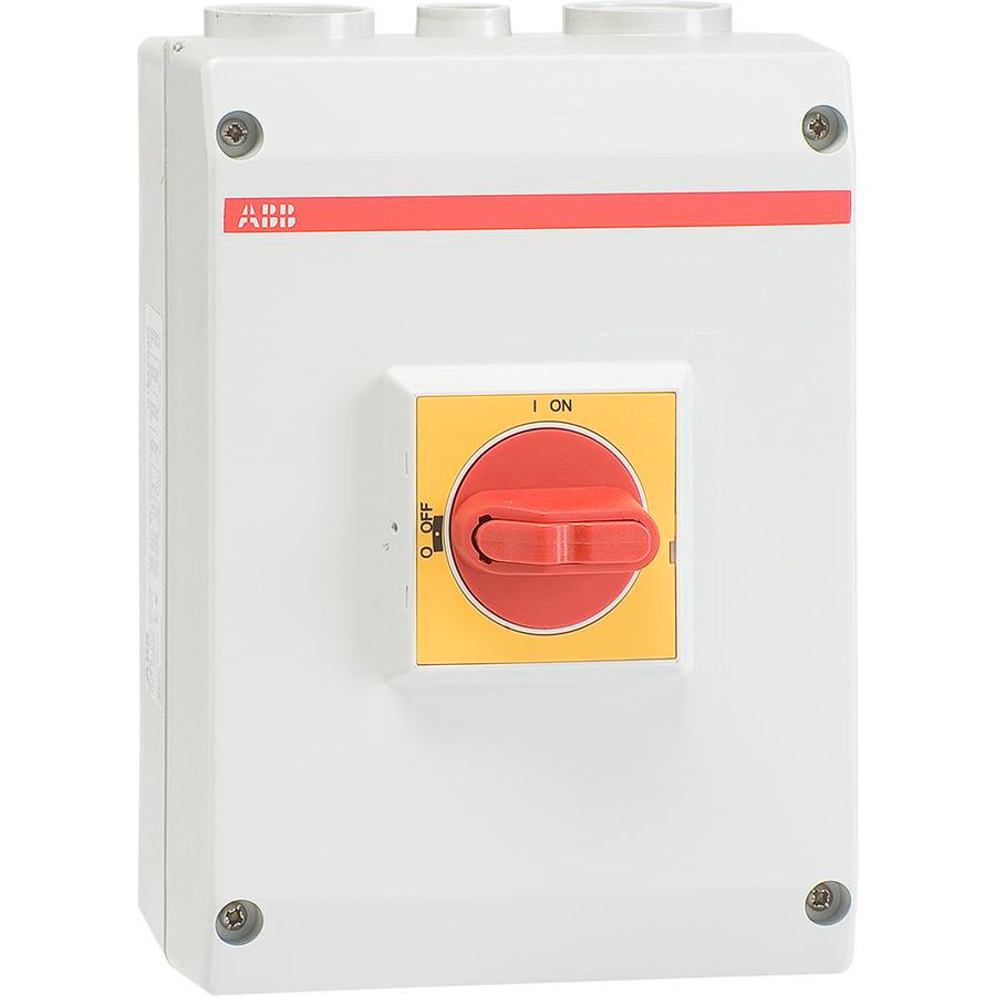 Werkschakelaar 4P 15kW 2X M32+M16 1M rood/gele knop