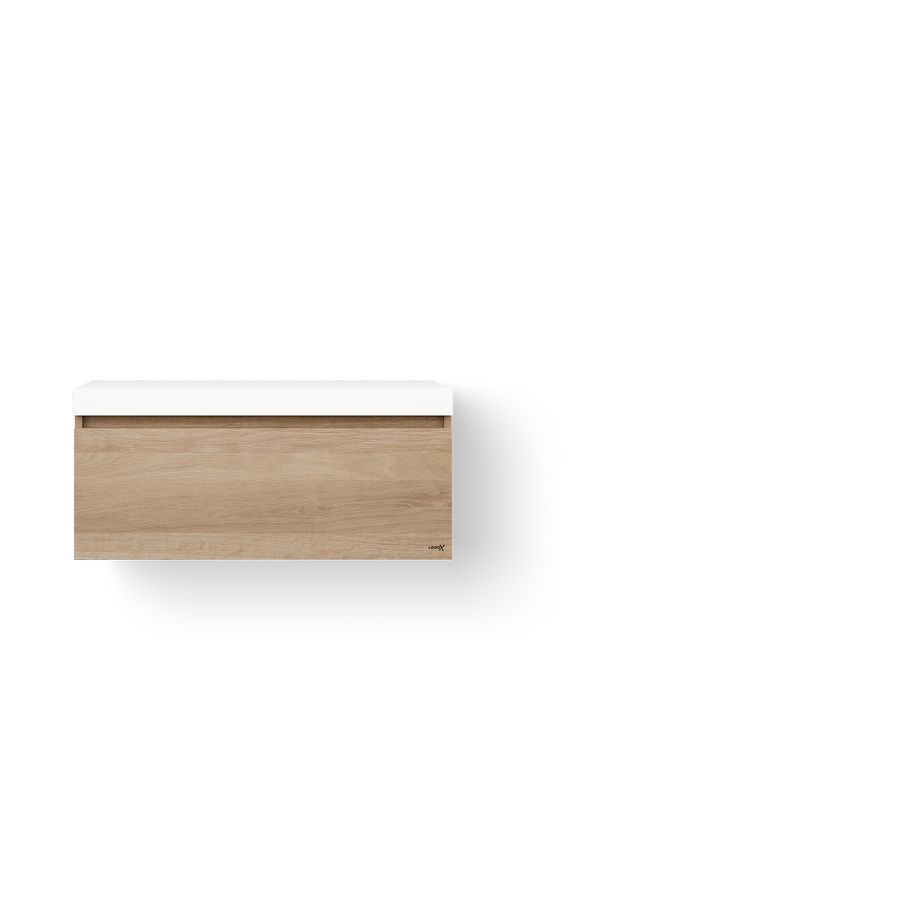 Wastafelonderkast Solid Base Drawer BoX 100cm Wooden Base Drawer 1x la old grey