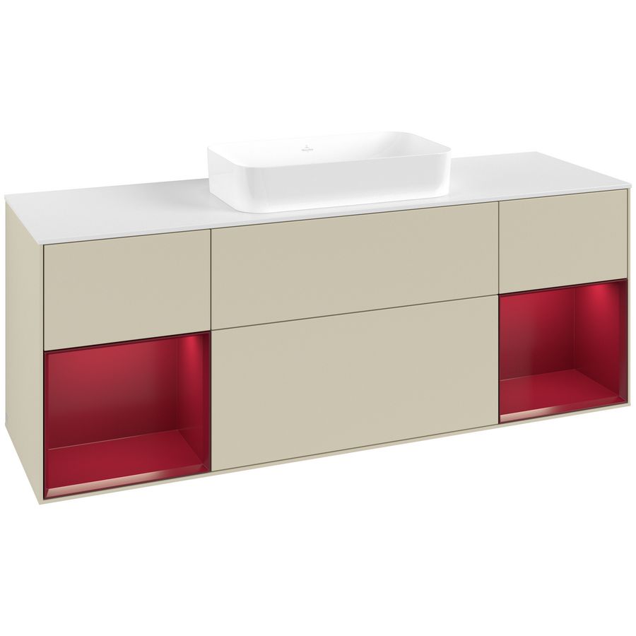Wastafelonderkast Finion 1600x603x501mm S.Grey Matt Lacquer G741HBHJ
