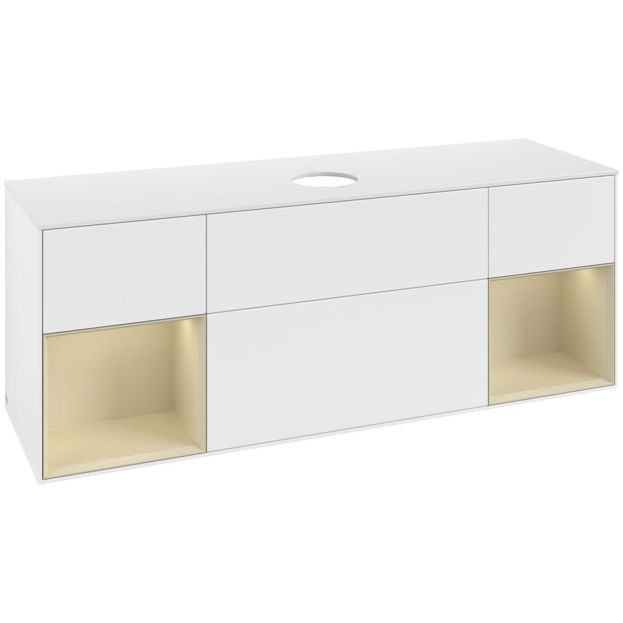 Wastafelonderkast Finion 1600x603x501mm White Matt Lacquer FD01HJMT