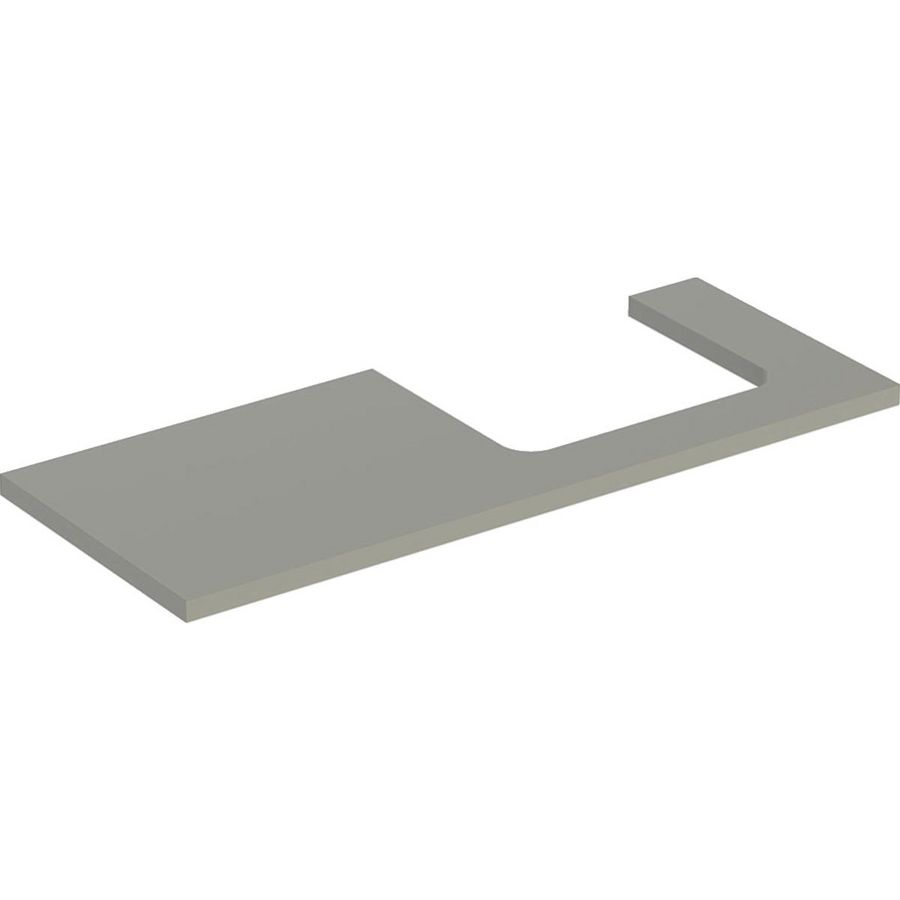 Wastafelblad voor opzetwastafel 120cm greige mat uitsparing rechthoekig rechts ONE