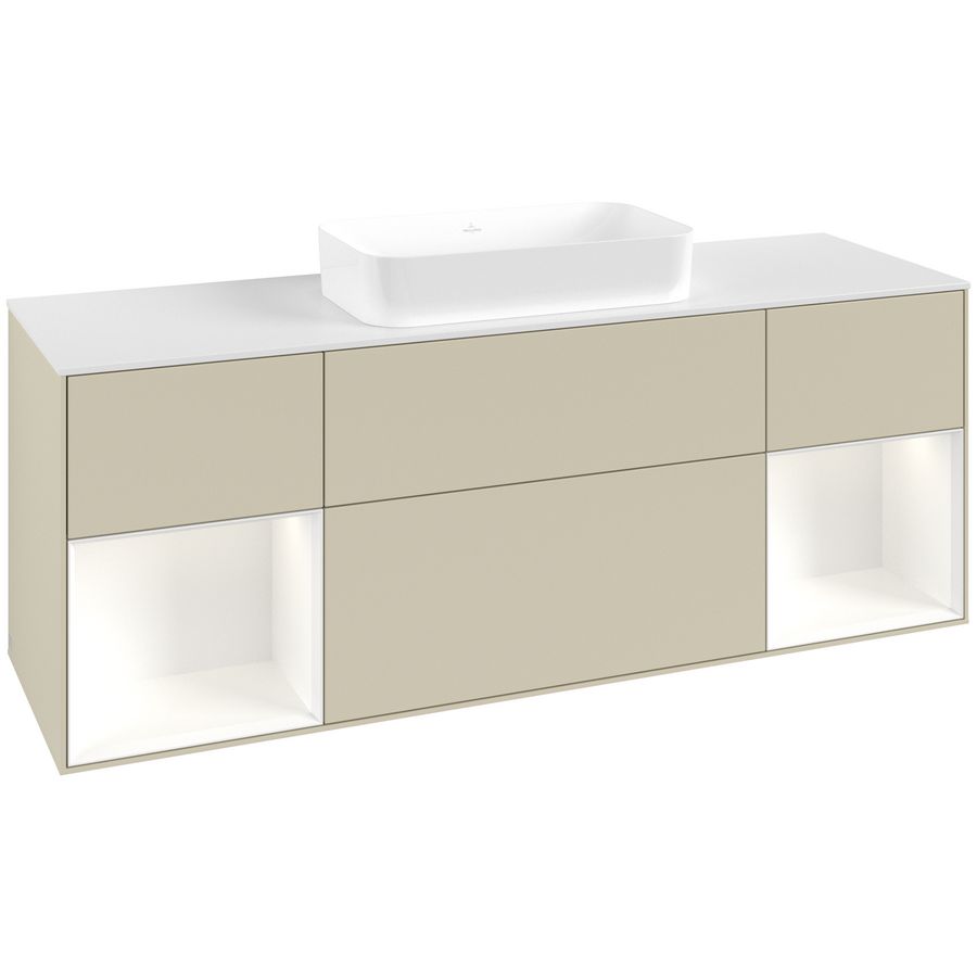 Wastafelonderkast Finion 1600x603x501mm S.Grey Matt Lacquer G741MTHJ