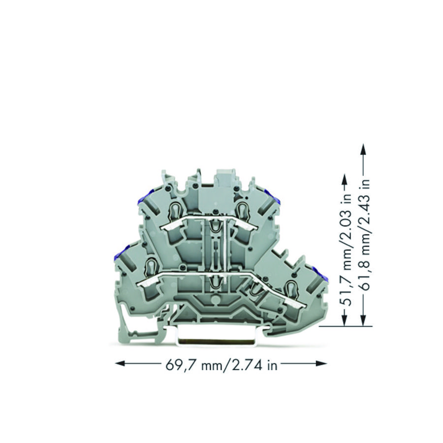 2-etageklem 4-draads rijgklem L grijs 2002-2208 VVE=50