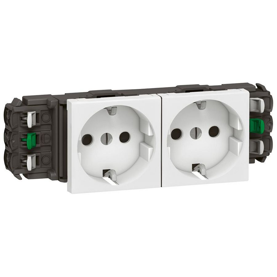 Wandcontactdoos 2v kv zijsteek 4 modulen wit Mosaic