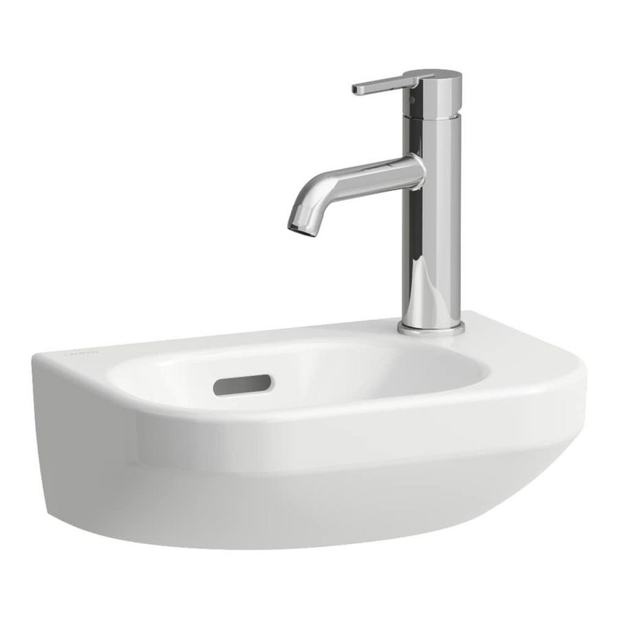 Fontein LUA 36x25cm met kraangat rechts met overloop wit