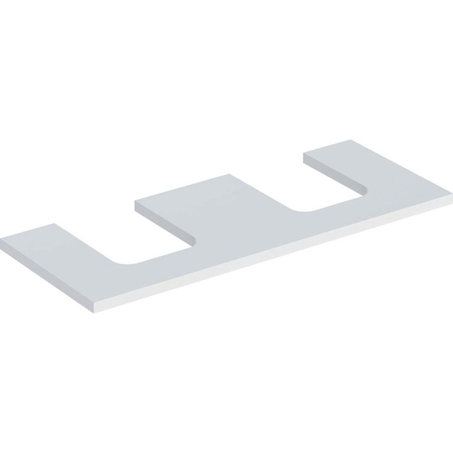 Wastafelblad voor opzetwastafel 120cm mat wit uitsparing afgerond links + rechts ONE