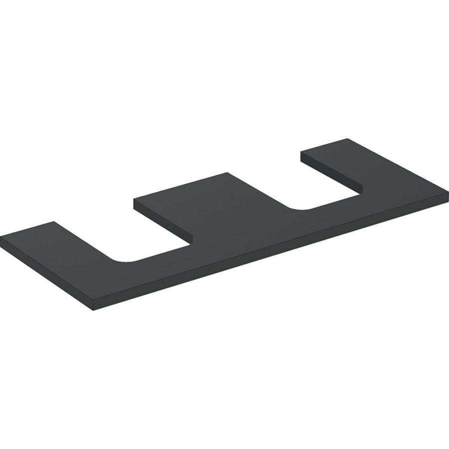 Wastafelblad voor opzetwastafel 120cm lava mat uitsparing afgerond links + rechts ONE