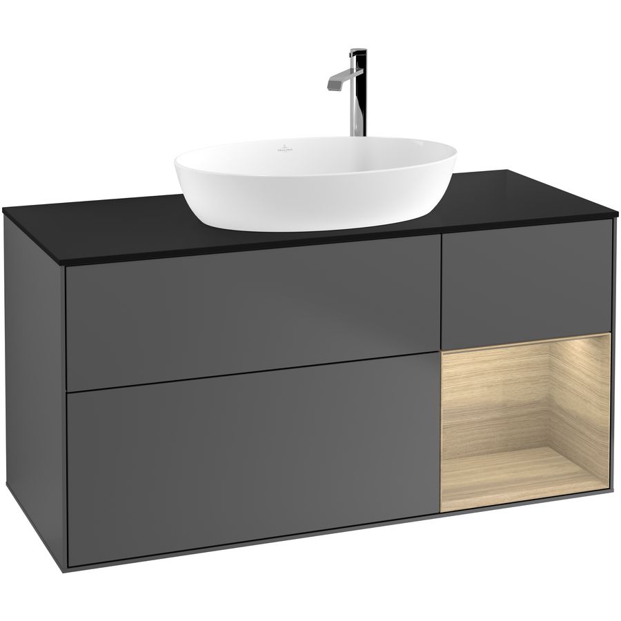 Wastafelonderkast Finion 1200x603x501mm Antr. Matt Lacquer F952PCGK