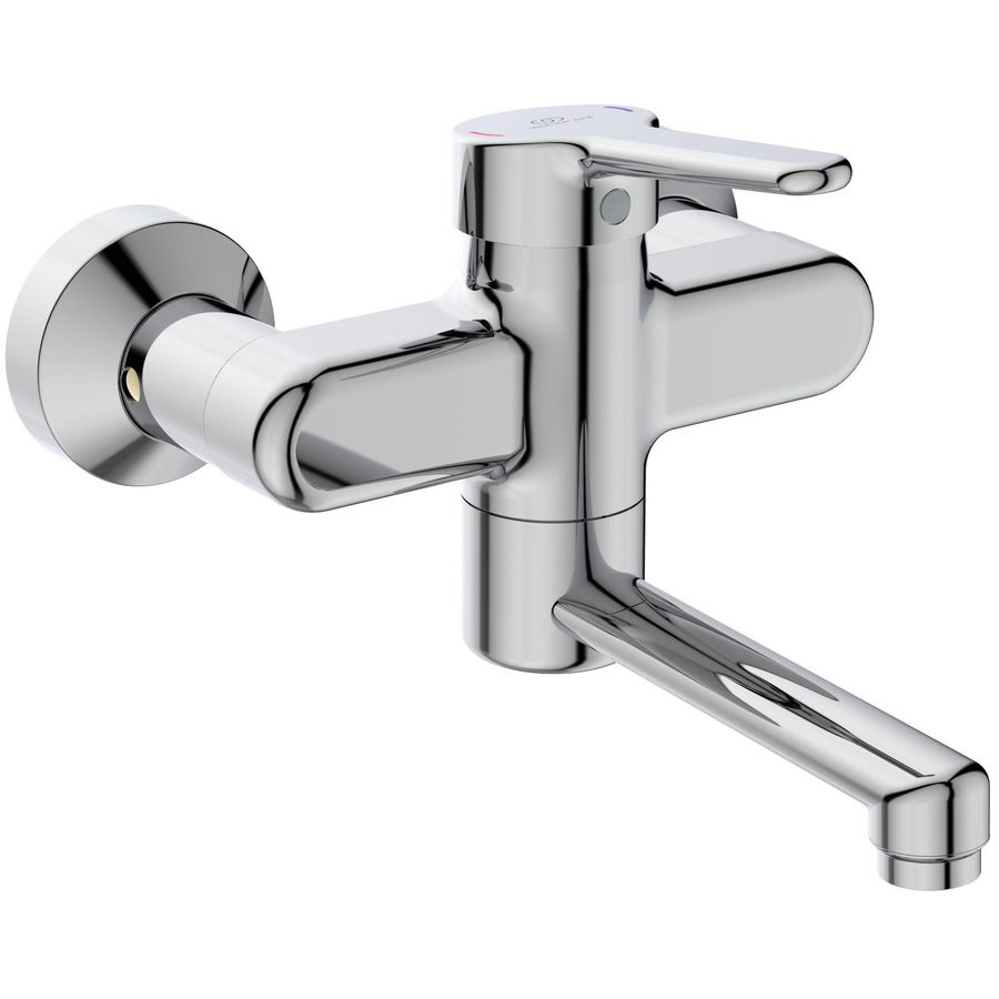 Ceraplus 2 wandmengkraan chroom draaibare uitloop 150mm incl. afsluitbare s-koppeling