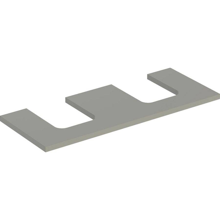 Wastafelblad voor opzetwastafel 120cm greige mat uitsparing afgerond links + rechts ONE