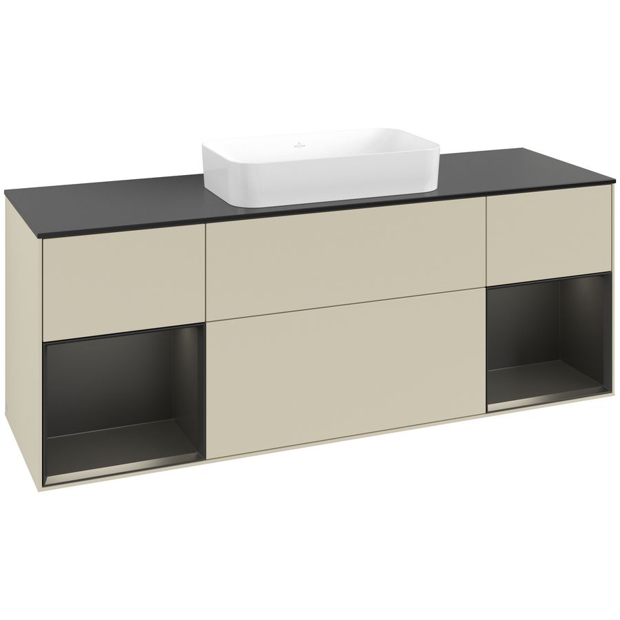 Wastafelonderkast Finion 1600x603x501mm S.Grey Matt Lacquer G742PDHJ
