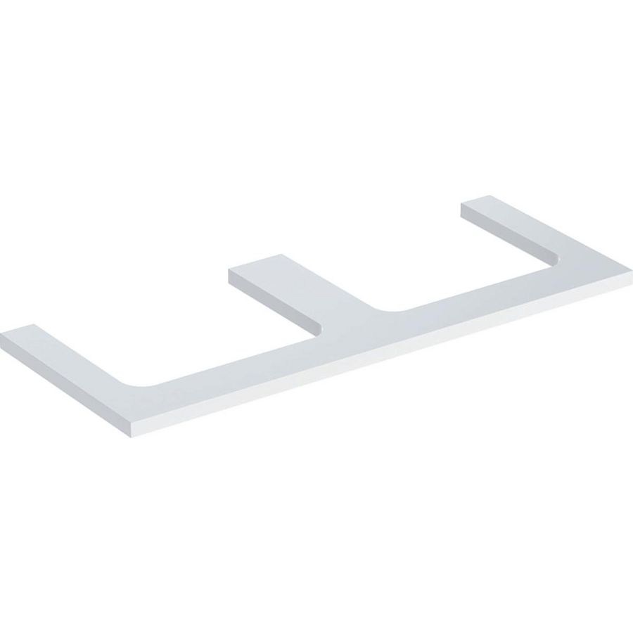 Wastafelblad voor opzetwastafel 120cm wit hoogglans uitsparing rechthoekig links + rechts ONE