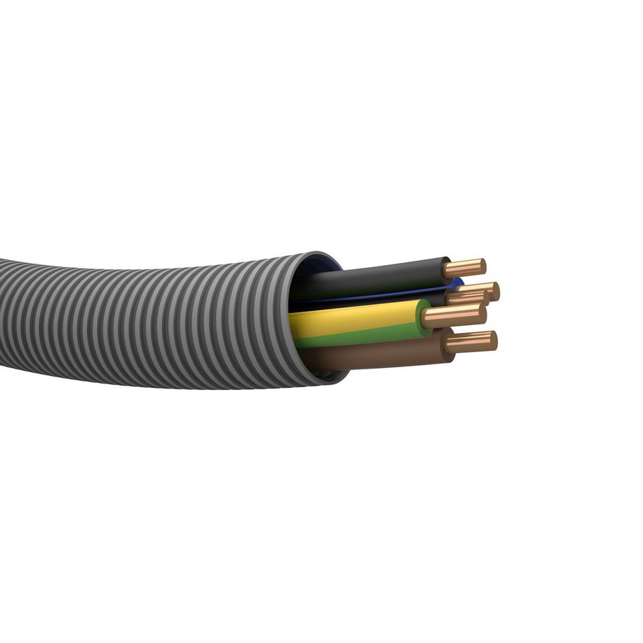 Rol a 100m. voorbedrade buis PROFIT 16 gy VD Eca# 3G2,5+2x1,5mm² (geel/groen-blauw-bruin-zwart-grijs)