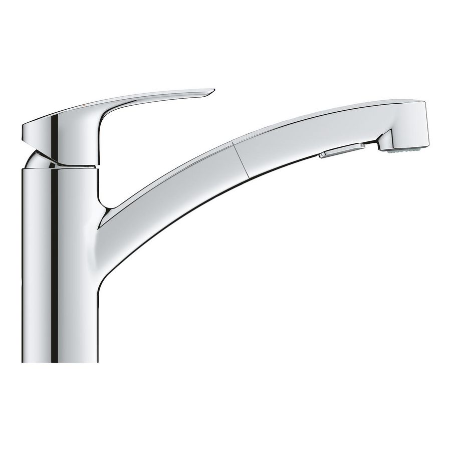 Eurosmart keukenmengkraan lage uitloop sprong 227mm 1-hendel chroom+uittrekbare handdouche (prof)
