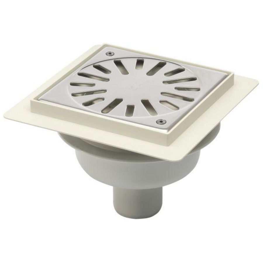 ABS put 146x146mm OU. 50mm met RVS rooster vastgezet verstelbaar