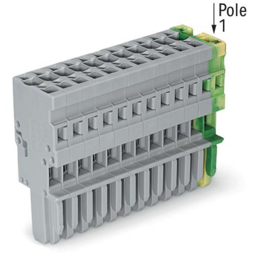 1-draads female steker CAGE CLAMP 4mm2 groen-geel/gr VVE=10