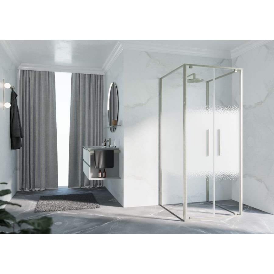 RIGA-2B draaideur 2-del. 690-720x2000mm Rose 1-motief brushed inox