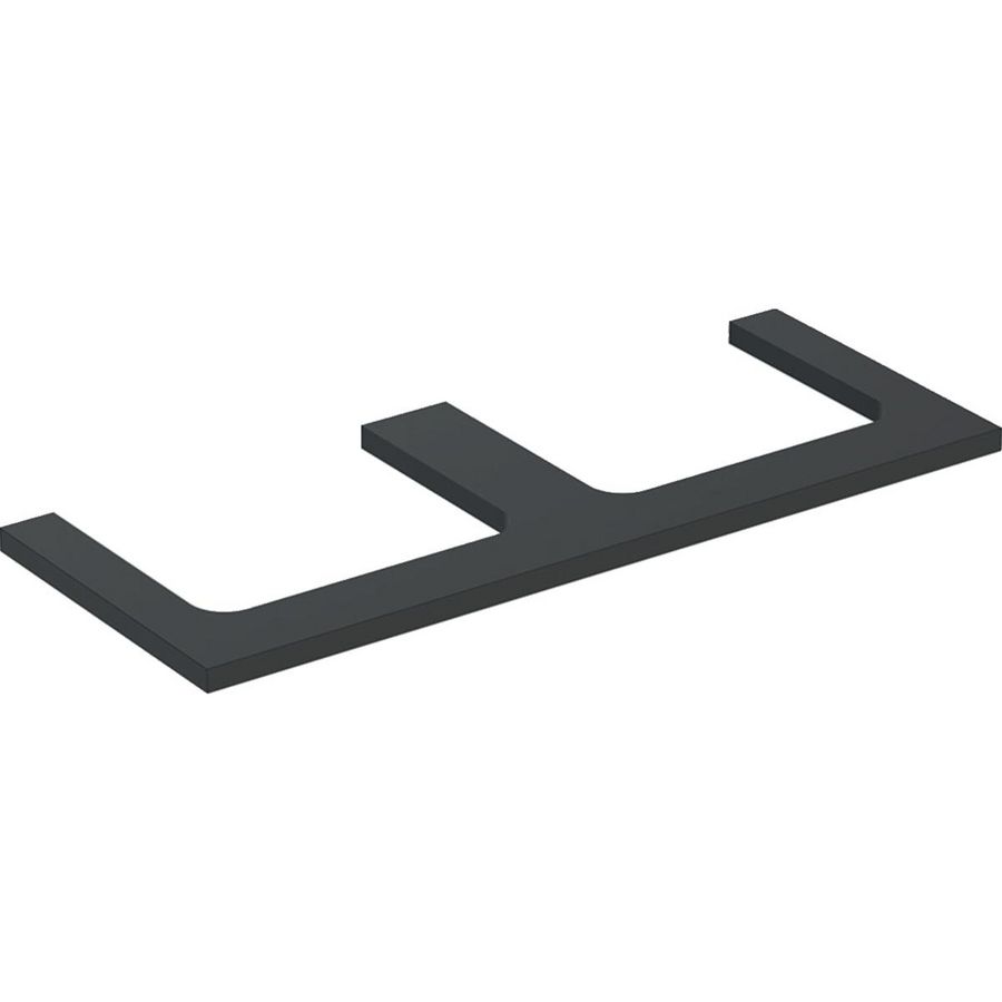 Wastafelblad voor opzetwastafel 120cm lava mat uitsparing rechthoekig links + rechts ONE