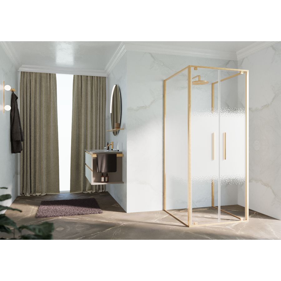 RIGA-2B draaideur 2-del. 960-990x2000mm Rose 1-motief brushed gold