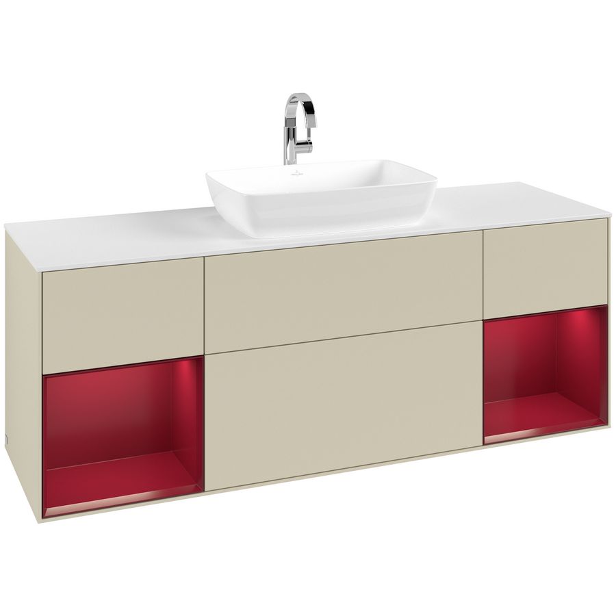 Wastafelonderkast Finion 1600x603x501mm S.Grey Matt Lacquer G861HBHJ