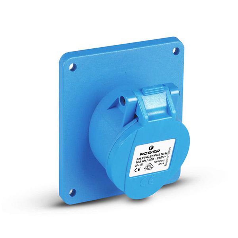 Contactdoos CEE inbouw schuin 3P 16A IP44